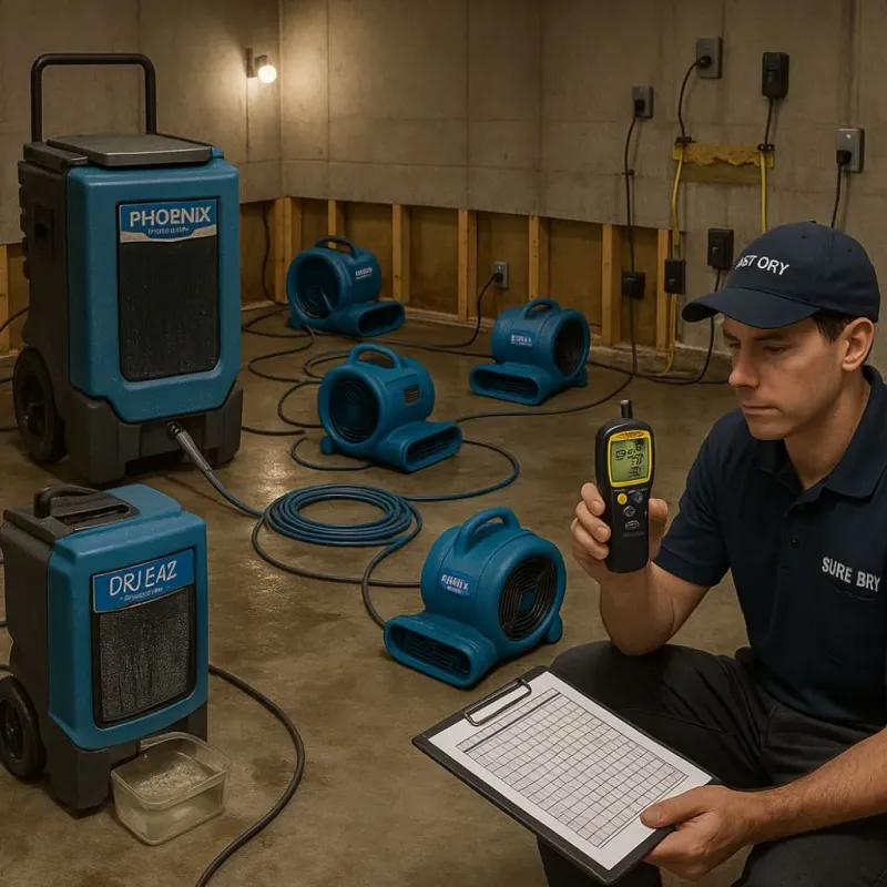 Structural Drying and Dehumidification process in Gates County, NC